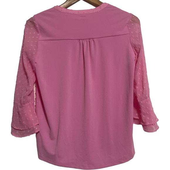 Charter Club Petite Double-Ruffle Textured Pintuck Top Pink - Picture 6 of 10
